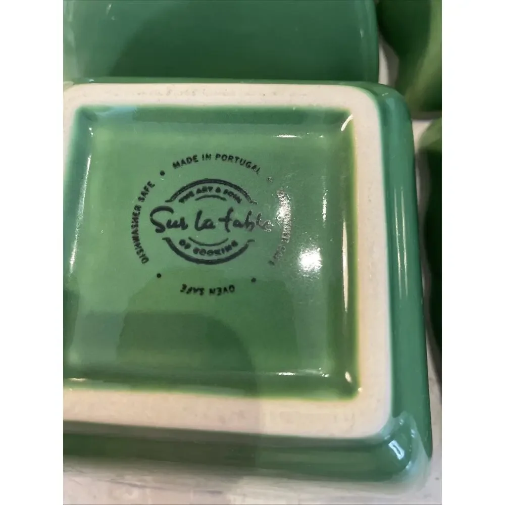 SUR LA TABLE 4 5” Ceramic Square Green Olive Motif Baking Baker Dish Portugal Nw